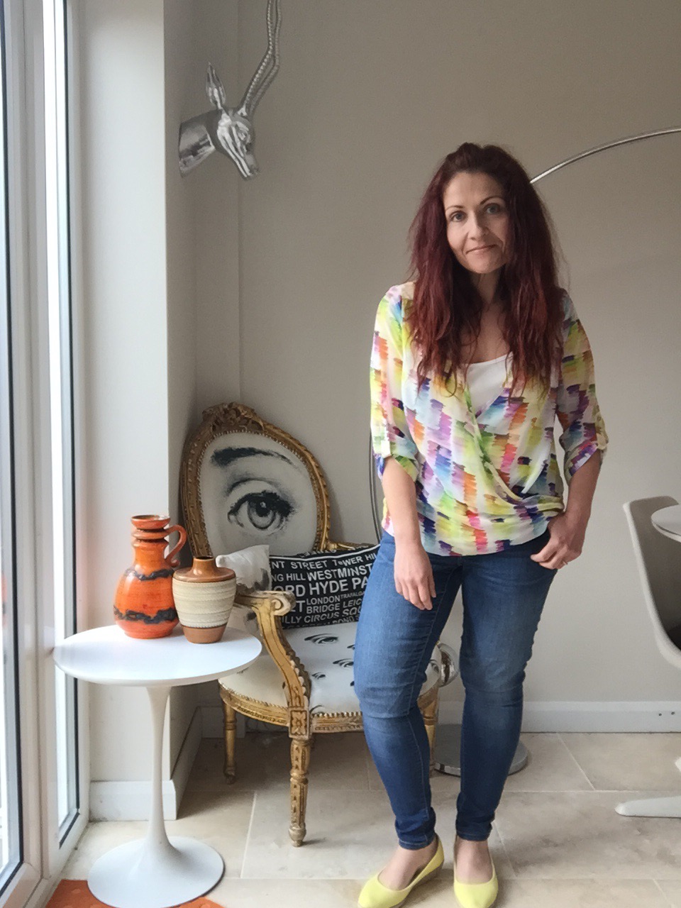 M&Co rainbow print blouse outfit of the day #ootd always a Blue Sky Girl blog 