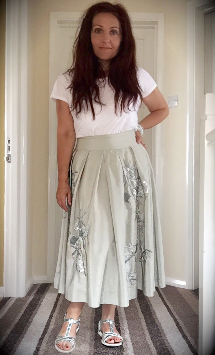 white t-shirt & monsoon embellished skirt via Always s blue sky girl styling blog white t-shirt & monsoon embellished skirt via Always s blue sky girl styling blog