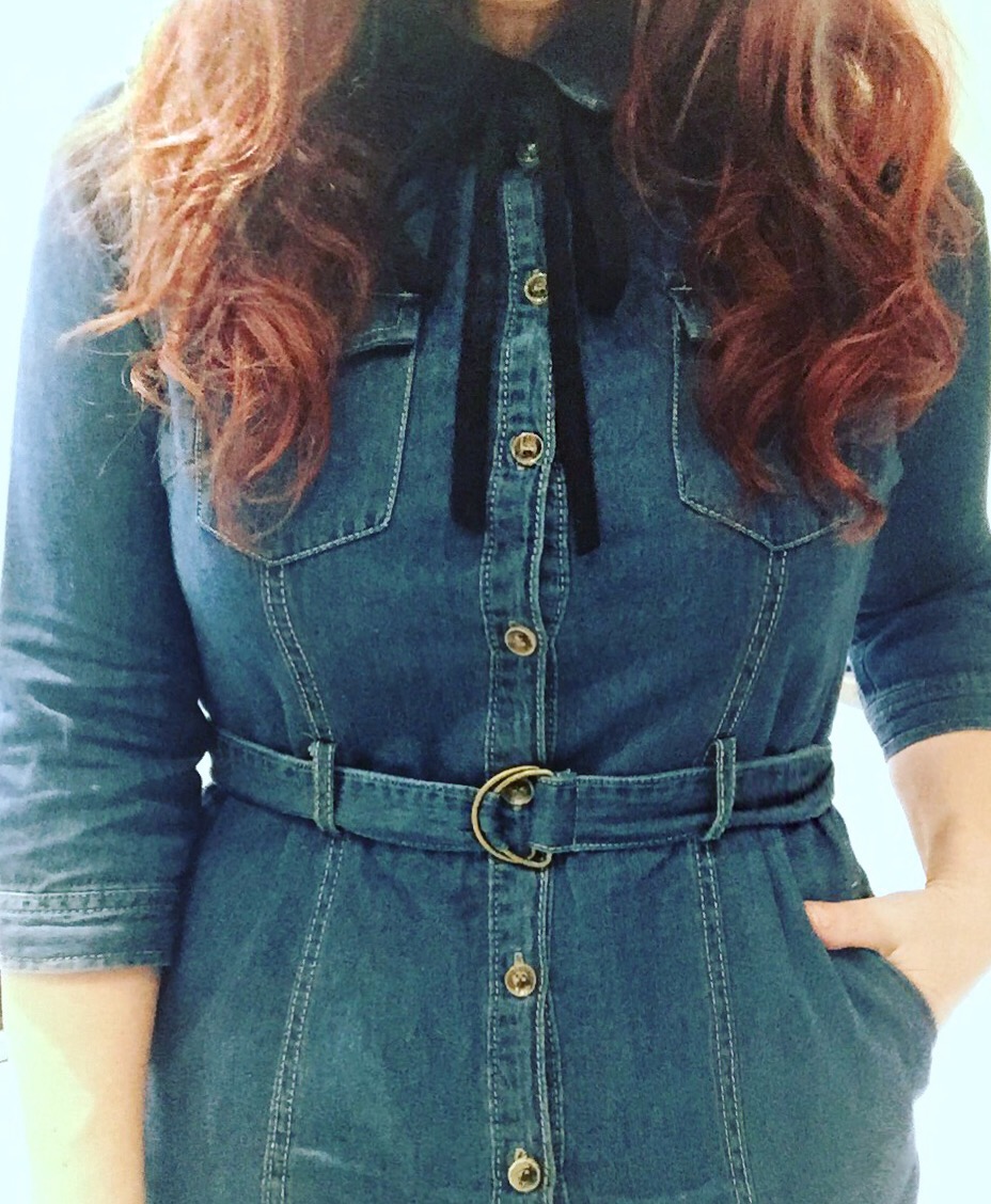 New Look denim dress via Always a Blue Sky girl fashion blog