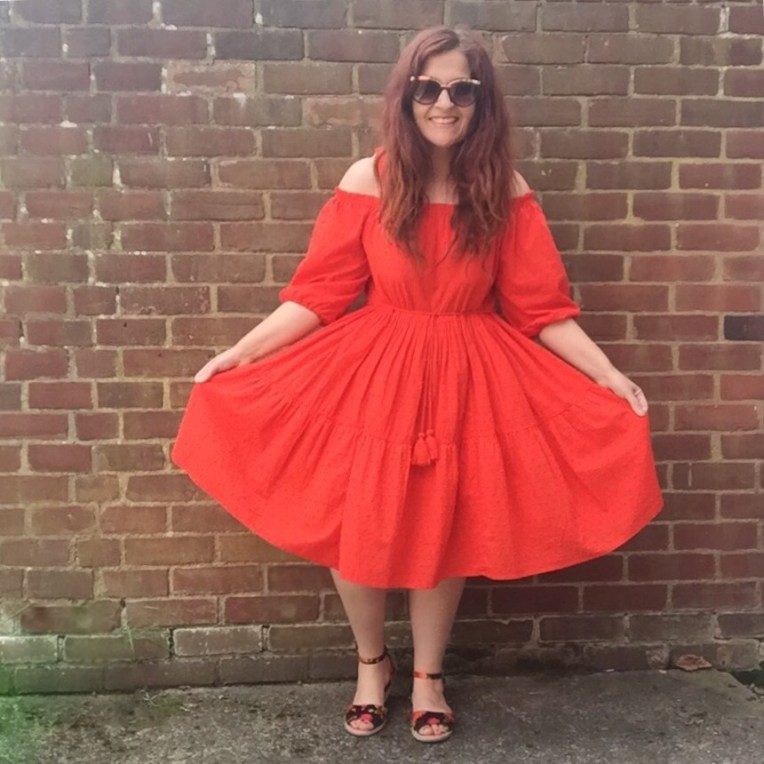 h&m off the shoulder peasant dress by blueskygirlie via Always a Blue Sky Girl fashion styling blog