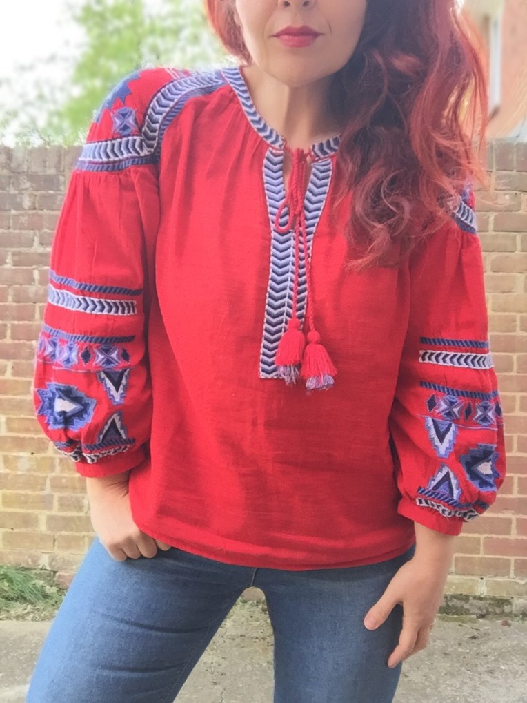 Next red peasant top blouse Sarah Gorlov blueskygirlie Always a Blue Sky Girl fashion blog blogger